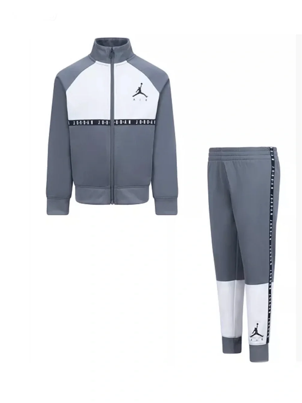 Air Jordan⛹🏾‍♂️Kids👦🏻2 Pc Set Tracksuit Full Zip Jacket Gray White Jumpman Sz 6